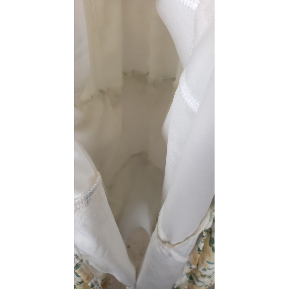Crystal Doll Yellow Garden Floral Tiered Maxi Dress Lace Up Back Ruffle Trim M - Picture 10 of 12